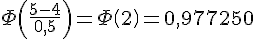 https://www.cyberforum.ru/cgi-bin/latex.cgi?\Phi \left(\frac{5-4}{0,5} \right)=\Phi \left(2 \right)=0,977250