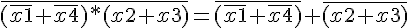 https://www.cyberforum.ru/cgi-bin/latex.cgi?\bar{(\bar{x1}+\bar{x4})*(x2+x3)}=\bar{(\bar{x1}+\bar{x4})}+\bar{(x2+x3)}