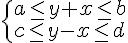 https://www.cyberforum.ru/cgi-bin/latex.cgi?\begin{cases}a\le y+x\le b\\ c\le y-x\le d\end{cases}