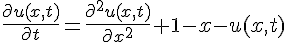 https://www.cyberforum.ru/cgi-bin/latex.cgi?\frac{\partial u(x,t)}{\partial t}=\frac{{\partial}^{2} u(x,t)}{\partial {x}^{2}}+1-x-u(x,t)