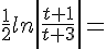 https://www.cyberforum.ru/cgi-bin/latex.cgi?\frac{1}{2}ln \left|\frac{t+1}{t+3} \right|=