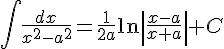 https://www.cyberforum.ru/cgi-bin/latex.cgi?\int \frac{dx}{x^2-a^2}=\frac{1}{2a}\ln \left|\frac{x-a}{x+a} \right|+C