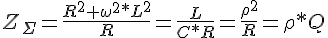 https://www.cyberforum.ru/cgi-bin/latex.cgi?{Z}_{\Sigma }=\frac{R^2+\omega ^2*L^2}{R}=\frac{L}{C*R}=\frac{\rho ^2}{R}=\rho *Q