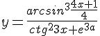 https://www.cyberforum.ru/cgi-bin/latex.cgi?y=\frac{{arcsin}^{3} \frac{4x+1}{4}}{{ctg}^{2}3x+{e}^{3a}}